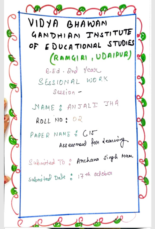 assessment for learning sessional work pdf in english