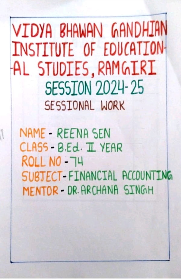 pedagogy of financial accounting sessional work pdf b.ed 2nd year in english Vidya bhawan udaipur