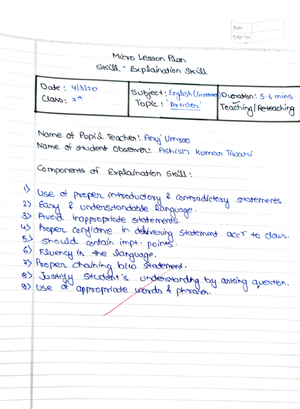 English Micro Teaching Daily in hindi